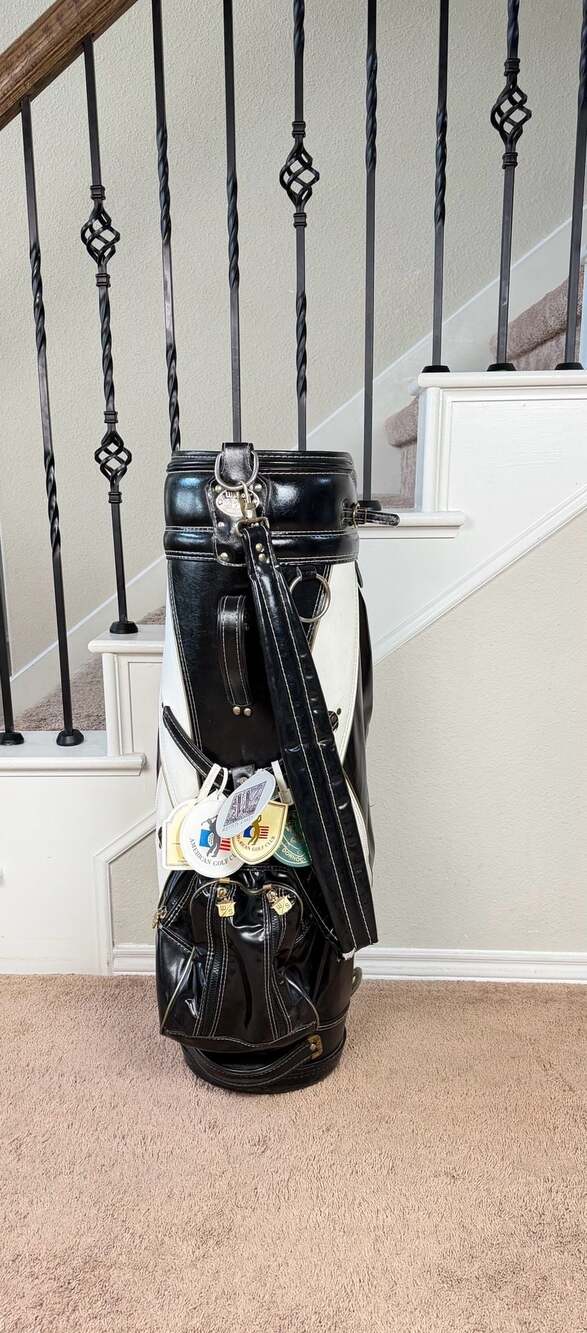 Vintage Wilson Staff Black and White Faux Leather Cart Golf Bag 6-Way Divider